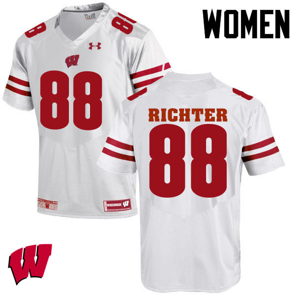 Women Wisconsin Badgers #88 Pat Richter College Football Jerseys-White - Click Image to Close